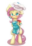  alpha_channel apron cake chef_hat clothing cutie_mark equine female feral fluttershy_(mlp) food friendship_is_magic fur green_eyes hair hat horse long_hair looking_at_viewer mammal my_little_pony pegasus pink_hair plain_background plate pony smile solo standing transparent_background wings yellow_fur 