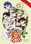  6+boys christmas family giorno_giovanna higashikata_jousuke higashikata_jousuke_(jojolion) johnny_joestar jojo_no_kimyou_na_bouken jojolion jonathan_joestar joseph_joestar_(young) kuujou_jolyne kuujou_joutarou lillian2247 multiple_boys panty_&amp;_stocking_with_garterbelt parody steel_ball_run style_parody 