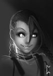  absurdres braid gevurah-studios greyscale highres jinx_(league_of_legends) league_of_legends long_hair looking_at_viewer monochrome smile solo twin_braids 