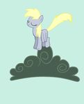  animated blonde_hair cloud cutie_mark derpy_hooves_(mlp) equine eyes_closed feamle female friendship_is_magic hair horse iks83 jumping lightning mammal my_little_pony outside pegasus pony sky solo wings 