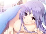 bed blush breasts close game_cg iizuki_tasuku long_hair lovely_x_cation lovely_x_cation_2 narukawa_hime nipples ponytail 