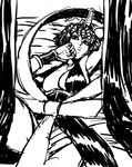  ankh breasts cleavage dress eliza_(skullgirls) greyscale halterneck large_breasts lying mariel_cartwright monochrome on_back short_hair sideboob sketch skullgirls solo tiara 