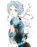  aqua_hair bubble persona persona_3 school_uniform short_hair solo sutei_(giru) yamagishi_fuuka 