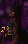  black_nipples breasts brown_skin claws dragon female horn kurtassclear looking_at_viewer nipples nude orange_eyes piercing red_skin red_skin_ scalie smile solo spikes standing tongue tongue_out 
