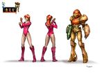  3d alternate_costume alternate_hair_color arm_cannon armor ass bangs bikini blonde_hair bodysuit boots character_sheet darren_geers green_eyes gun hand_up handgun headwear_removed helmet helmet_removed high_ponytail highres holding holding_weapon knee_boots leotard long_hair looking_at_viewer low_ponytail metroid metroid_(classic) multiple_views official_art orange_hair power_armor power_suit purple_footwear red_leotard samus_aran shadow signature simple_background sketch sprites standing super_smash_bros. swimsuit turnaround varia_suit visor weapon white_background zero_suit 