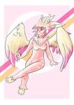  anthro breasts female jackalope lagomorph lowemond mammal moon plain_background solo wings 