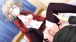  1girl bed blood blush breasts brown_hair censored eyes_closed game_cg ko~cha navel nipples penis pillow pussy saimon_eclair sex short_hair thighhighs vaginal virgin witch&#039;s_garden witch's_garden 