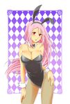  animal_ears bad_id bad_pixiv_id bow bowtie bunny_ears bunnysuit checkered checkered_background detached_collar fishnet_pantyhose fishnets kuroko_no_basuke long_hair mikumo_(sweethoneybee) momoi_satsuki pantyhose pink_hair red_eyes wrist_cuffs 