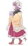  coat flower fur_trim hakama hat hieda_no_akyuu japanese_clothes kimono meiji_schoolgirl_uniform mitsumoto_jouji purple_hair short_hair simple_background smile solo touhou white_background 