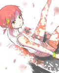  bad_id bad_pixiv_id from_above hair_ornament hairclip hino_akane_(smile_precure!) miso_(appanjo) ponytail precure red_eyes red_hair shorts sitting sleeveless smile_precure! solo sweat tomboy wristband 