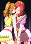  bad_id bad_pixiv_id blush brown_hair caress closed_eyes face-to-face inuzuka_bouru kousaka_honoka love_live! love_live!_school_idol_project multiple_girls music_s.t.a.r.t!! nishikino_maki one_side_up red_hair short_hair skirt smile wrist_grab yuri 