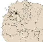  anthro bear-tf-polar belly blush bubble clothed clothing drooling drunk fur hair human human_to_anthro male mammal monochrome moobs navel nipple_bulge open_mouth open_smile saliva simple_background smile solo teeth tongue torn_clothing transformation ursine weight_gain white_background 