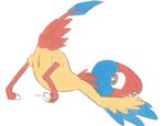  archon avian bent_over feathers female kaykitten leaking looking_back nintendo plain_background pok&#233;mon pok&eacute;mon presenting pussy raised_tail reptile scalie sketch solo video_games white_background wings 