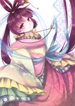  chinese_clothes hair_ornament hair_rings hair_stick hanfu highres jewelry long_hair magi_the_labyrinth_of_magic mayupon_(choco_milk) red_eyes red_hair ren_kougyoku solo 
