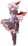  alphes_(style) bad_id bad_pixiv_id blue_hair blush closed_eyes dairi full_body head_wings horns multicolored_hair open_mouth parody red_wings short_hair silver_hair single_head_wing smile solo style_parody tokiko_(touhou) touhou transparent_background two-tone_hair wings 