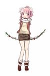  :d animal_ears bad_id bad_pixiv_id bear_ears blush boots bow_(weapon) jacket kaname_madoka kyabechi mahou_shoujo_madoka_magica open_mouth pink_eyes pink_hair ponytail scarf short_hair shorts smile solo sweater weapon 