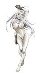  1girl areolae arm_up armpits artist_request bare_shoulders barefoot breasts character_request cleft_of_venus deadman_wonderland feet female full_body gloves hips knees legs long_hair looking_at_viewer mound_of_venus nipples nude parted_lips pussy red_eyes shiro shiro_(deadman_wonderland) simple_background solo standing thighs toes uncensored white_background white_hair white_skin 