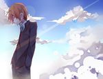  brown_hair clouds little_busters! male natsume_kyousuke saku_qq seifuku short_hair sky tie 