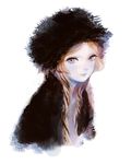  blonde_hair blue_eyes blue_skin face fur_coat fur_hat hat iwamoto_zerogo lips long_hair nose original solo upper_body 