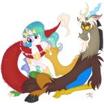  alpha_channel beard cute cutie_mark discord_(mlp) draconequus equine facial_hair falleninthedark female feral friendship_is_magic hair horn horse long_hair male mammal multi-colored_hair my_little_pony pony princess_celestia_(mlp) red_eyes smile winged_unicorn wings 