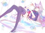  :p animal_ears candy cat_ears cat_tail creature food heterochromia jacket lollipop lying necktie no_bra no_pants on_back open_clothes open_jacket original panties pink_hair purple_eyes side-tie_panties solo tail thighhighs tokiti tongue tongue_out underwear yellow_eyes 