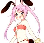  :d ahoge animal_ears bandeau bangs bikini blue_eyes blurry blush breasts bunny_ears bunny_tail cleavage fang from_side gradient_hair groin long_hair looking_at_viewer medium_breasts multicolored_hair navel o-ring o-ring_bikini o-ring_bottom o-ring_top open_mouth original parted_bangs pink_hair plaid plaid_bikini red_bikini simple_background sketch smile solo swimsuit tail twintails underboob upper_body usashiro_mani white_background wristband 
