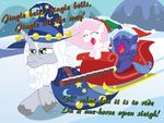  absurd_res blue_fur blue_hair cewestia christmas cub cute english_text equine female friendship_is_magic fur green_eyes group hair hat hi_res holidays horn horse male mammal my_little_pony outside pink_hair pony princess_celestia_(mlp) princess_luna_(mlp) santa_hat sleigh star_swirl_the_beard starswirl_the_bearded_(mlp) t-3000 text unicorn winged_unicorn wings woona young younger 