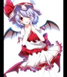  ayatan-kiri bat_wings bow frills hat hat_bow lavender_hair one_eye_closed red_eyes remilia_scarlet solo touhou wings 