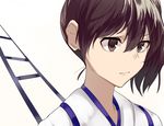  ashiwara_yuu brown_eyes brown_hair close-up japanese_clothes kaga_(kantai_collection) kantai_collection short_hair side_ponytail solo 