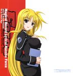  absurdres artist_name blonde_hair breasts clipboard copyright_name fate_testarossa higa_yukari highres large_breasts long_hair lyrical_nanoha mahou_senki_lyrical_nanoha_force military military_uniform red_eyes solo tsab_executive_military_uniform uniform very_long_hair 