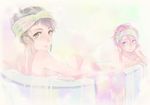  androgynous bath bathing bathtub blue_eyes brown_eyes brown_hair highres inazuma_eleven_(series) inazuma_eleven_go kirino_ranmaru male_focus multiple_boys nude otoko_no_ko pink_hair shared_bathing shindou_takuto shino_(syllable) 