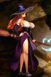  1girl animated animated_gif atlus bouncing_breasts breasts brown_hair cleavage clothed dragon&#039;s_crown dragon's_crown hat large_breasts long_hair lowres solo sorceress_(dragon&#039;s_crown) sorceress_(dragon's_crown) vanillaware witch_hat 