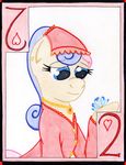  &lt;3 blue_eyes bonbon_(mlp) card cardstock clothing dress equine female flower friendship_is_magic hair horse mammal my_little_pony necklace playing_card pony smile solo the1king two 