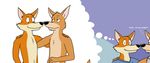  anthro canine chest clothed clothing dan dream duo fantasy fox friends fur gay invalid_tag josh kangaroo male mammal marsupial nude paintfox smile text the_crappy_paint_job 