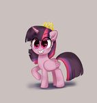  cosmicponye crown cutie_mark equine female feral friendship_is_magic fur grey_background hair happy horn horse mammal my_little_pony plain_background pony purple_eyes purple_fur purple_hair smile solo standing twilight_sparkle_(mlp) winged_unicorn wings 