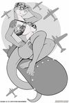  aircraft anthro belt big_breasts bikini black_and_white bomb bomba breasts camo clothing female greyscale huge_breasts invalid_tag komodo_dragon lizard looking_at_viewer military monitor_lizard monochrome nipples pose reptile scalie scappo scar seductive sitting smile solo swimsuit tattoo tight_clothing 