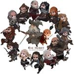  6+boys arrow axe bald balin beard belt bifur bilbo_baggins black_hair bofur bomber_hat bombur boots bow_(weapon) braid brown_hair cloak copyright_name dori_(the_hobbit) dwalin dwarf earflap_hat facial_hair fili gandalf gloin grey_hair hat hobbit john_ronald_reuel_tolkien kili_(the_hobbit) kuroihato log lowres male male_focus middle_earth multiple_boys mustache nori_(the_hobbit) oin orange_hair ori_(the_hobbit) pan_(object) pickaxe polearm slingshot spear sword the_hobbit thorin_oakenshield weapon white_hair wizard wizard_hat 