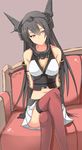 bad_id bad_pixiv_id bare_shoulders black_hair crossed_legs elbow_gloves gloves hair_ornament hairband headgear kantai_collection long_hair nagato_(kantai_collection) nahu navel red_eyes red_legwear sitting smile solo thighhighs 
