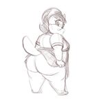  anthro big_butt butt female fusion looking_at_viewer looking_back milf monochrome mother mrs._katswell nicole_watterson parent solo t.u.f.f._puppy the_amazing_world_of_gumball thick_thighs unknown_artist 