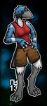  avian bird blue_jay clothed clothing female liquidrabbit simple_background solo tanya 