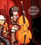  anthrofied bass black_hair bow_(stringed_instrument) bow_tie clothed clothing cutie_mark dialog double_bass english_text equine female fingerless_gloves friendship_is_magic gloves hair horn horse legwear mammal musical_instrument my_little_pony octavia_(mlp) panties pony purple_eyes siden signature standing stockings text underwear unicorn vinyl_scratch_(mlp) violin wardrobe_malfunction 