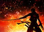  bad_id bad_pixiv_id drifters glowing glowing_eye harada_miyuki katana male_focus shimazu_toyohisa silhouette solo sword weapon 