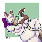  bow breasts cat christmas christmas_lights feline female holidays mammal nude ribbons shariea solo 