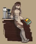  brown_hair coffee crossed_legs cup erection floppy_ears front fur grey_fur grumpy hair half-erect holding humanoid_penis inside lagomorph leaning long_ears lumi magazine male mammal markings morning_wood nude paws penis rabbit redic-nomad seductive socks_(marking) solo standing tattoo thick_penis uncut vein 