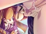  1girl blush breasts clothed_sex cum cum_in_pussy game_cg haruka_kasugai long_hair magical_teacher_sensei_wa_majo? penis purple_hair pussy sex uncensored vaginal yellow_eyes 