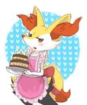  blush braixen cake food gen_6_pokemon no_humans pokemon pokemon_(creature) pokemon_(game) pokemon_xy shida_shokubutsu 