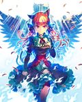  animal_ears black_legwear bow cat_ears cat_tail dress extra_ears feathers hair_bow kaenbyou_rin long_hair looking_at_viewer multiple_girls multiple_tails nail_polish nekomata pantyhose pointy_ears red_eyes red_hair reiuji_utsuho tail touhou wings zounose 
