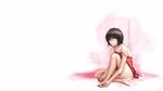  another applying_makeup bare_shoulders barefoot black_hair camisole darren_geers eyepatch feet hands_on_feet highres misaki_mei panties pantyshot pantyshot_(sitting) pedicure pink_panties red_eyes short_hair signature sitting solo strap_slip toenail_polish underwear wallpaper 