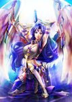  akroma angel armor long_hair magic:_the_gathering nakazawa_dousan purple_eyes purple_hair solo sword weapon wings 
