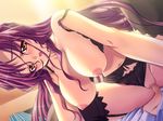  1girl blush breasts game_cg haruka_kasugai long_hair magical_teacher_sensei_wa_majo? penis purple_hair sex uncensored underwear vaginal yellow_eyes 